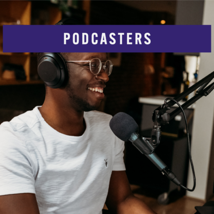 Photo of a podcaster